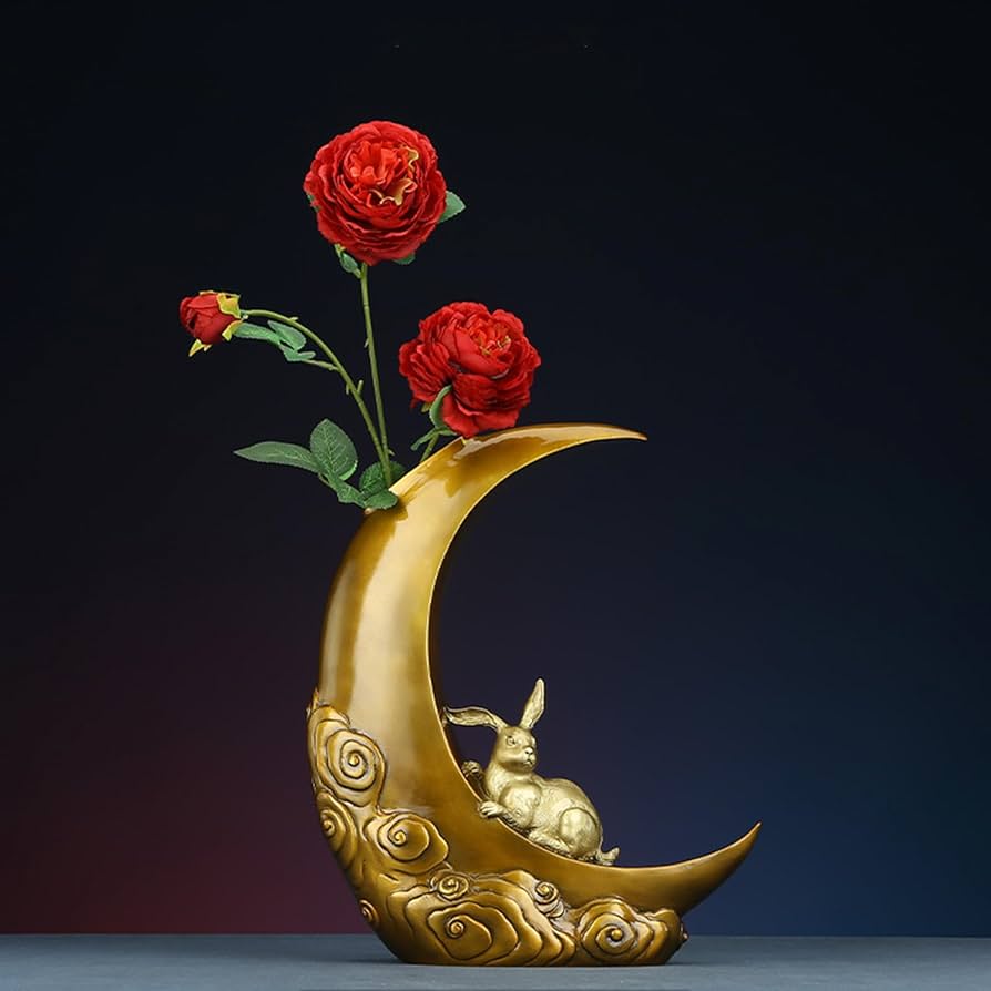 Amazon.co.jp: 月ウサギ置物 銅製 玉兎が祥を呈する 昇運月